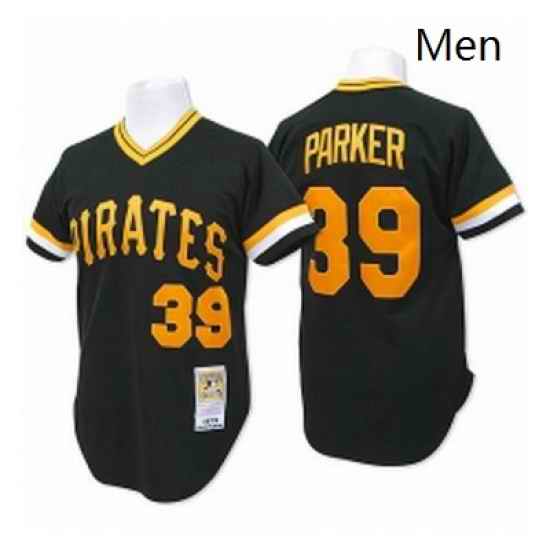 Mens Mitchell and Ness Pittsburgh Pirates 39 Dave Parker Replica Black Throwback MLB Jersey
